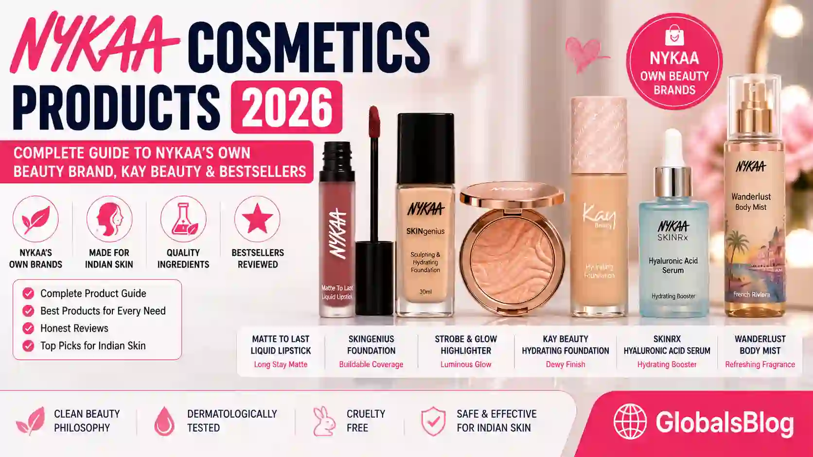 Nykaa Cosmetics Products 2026 — Complete Guide to Nykaa's Own Beauty Brand, Kay Beauty and Bestsellers
