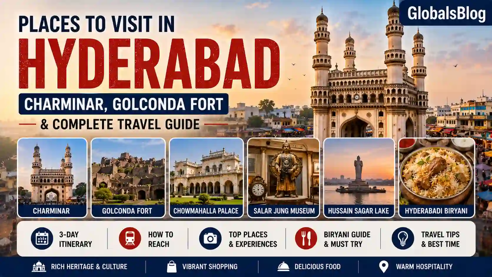 Places to Visit in Hyderabad — Charminar, Golconda Fort and Complete Travel Guide