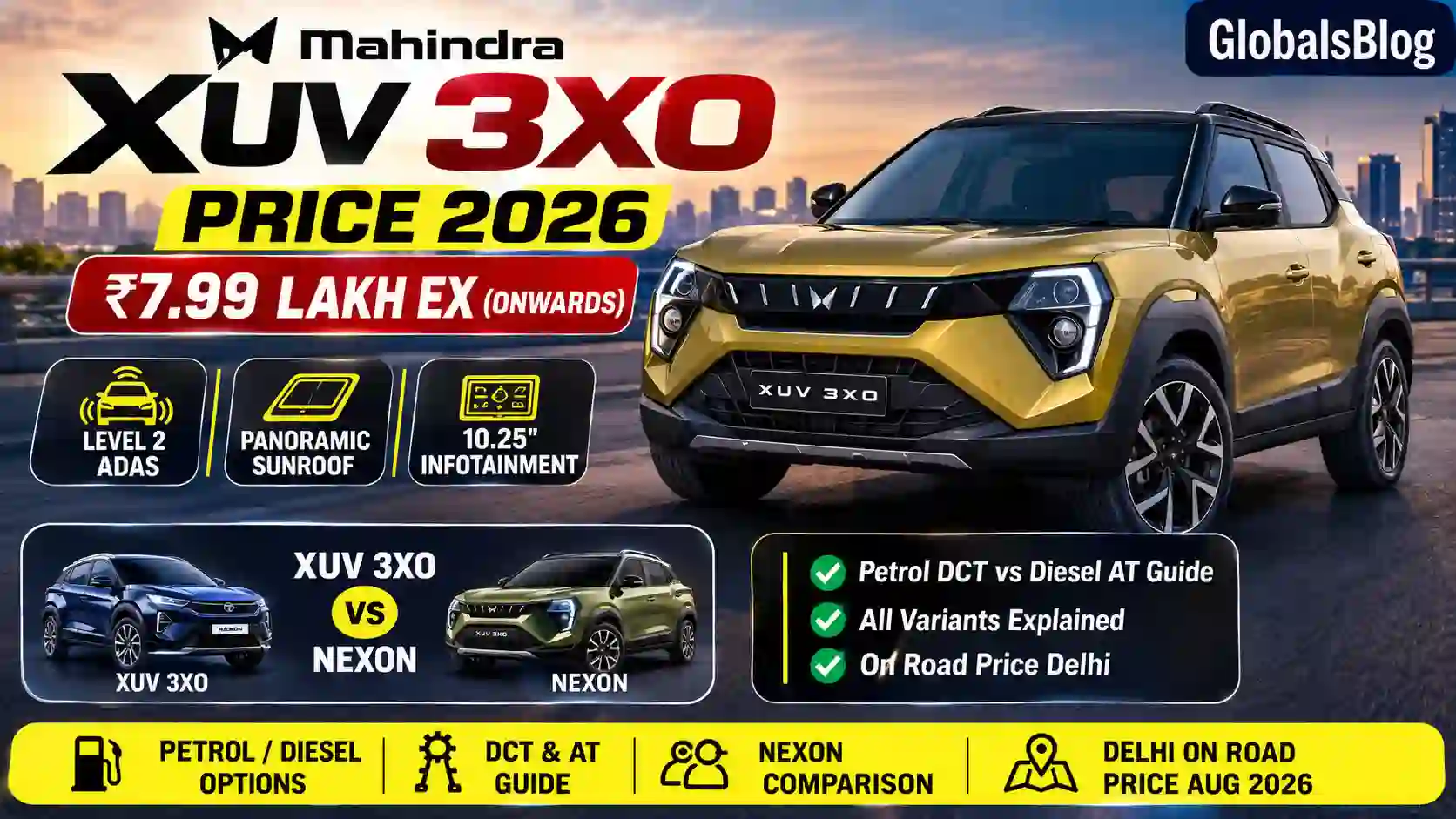 Mahindra XUV 3XO Price 2026 — All Variants, Diesel AT Guide and Nexon Comparison