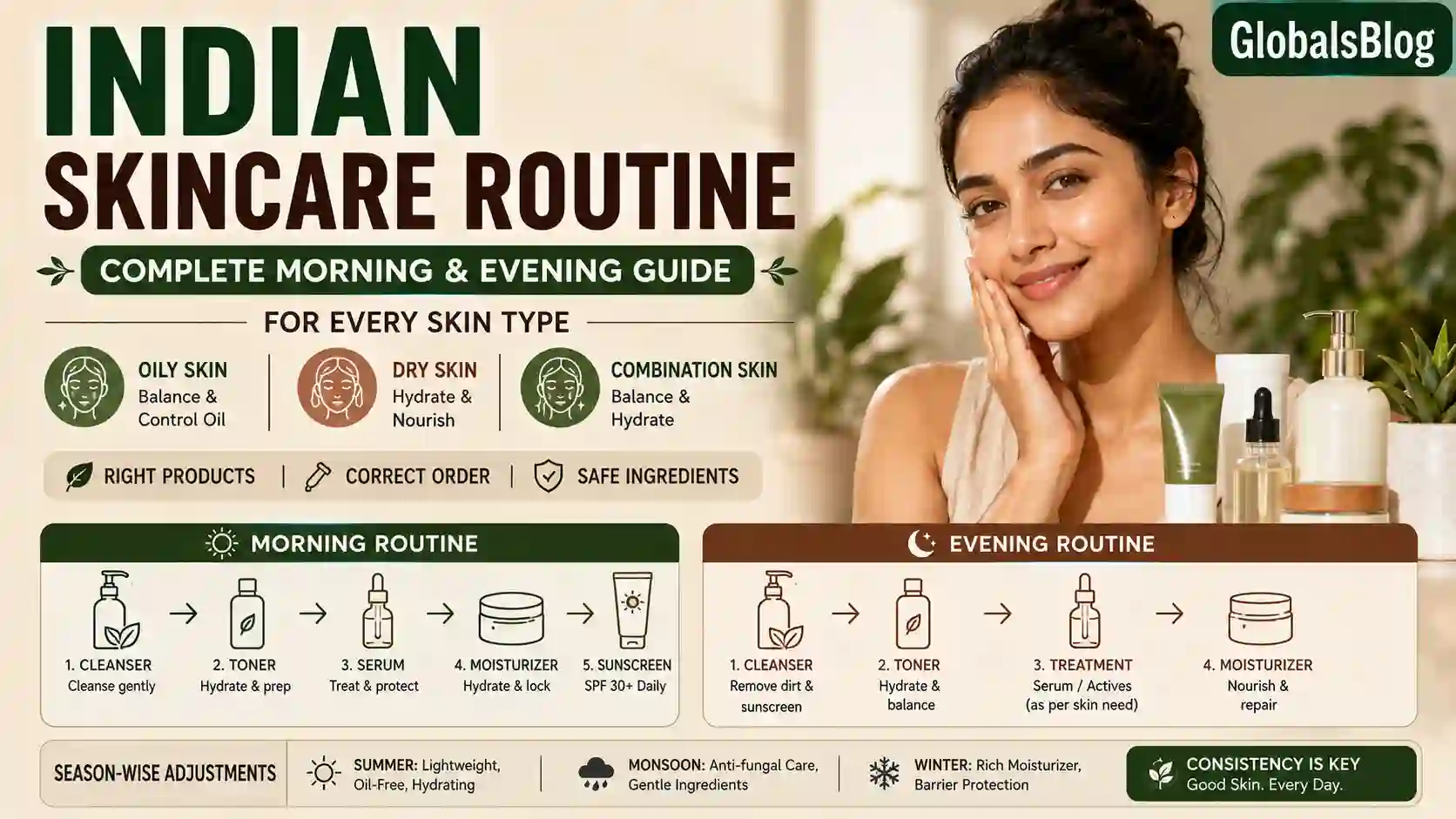 Indian Skincare Routine — Complete Morning and Evening Guide for Every Skin Type