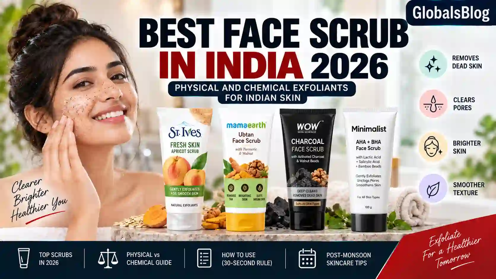 Best Face Scrub India 2026 — Physical and Chemical Exfoliants for Indian Skin