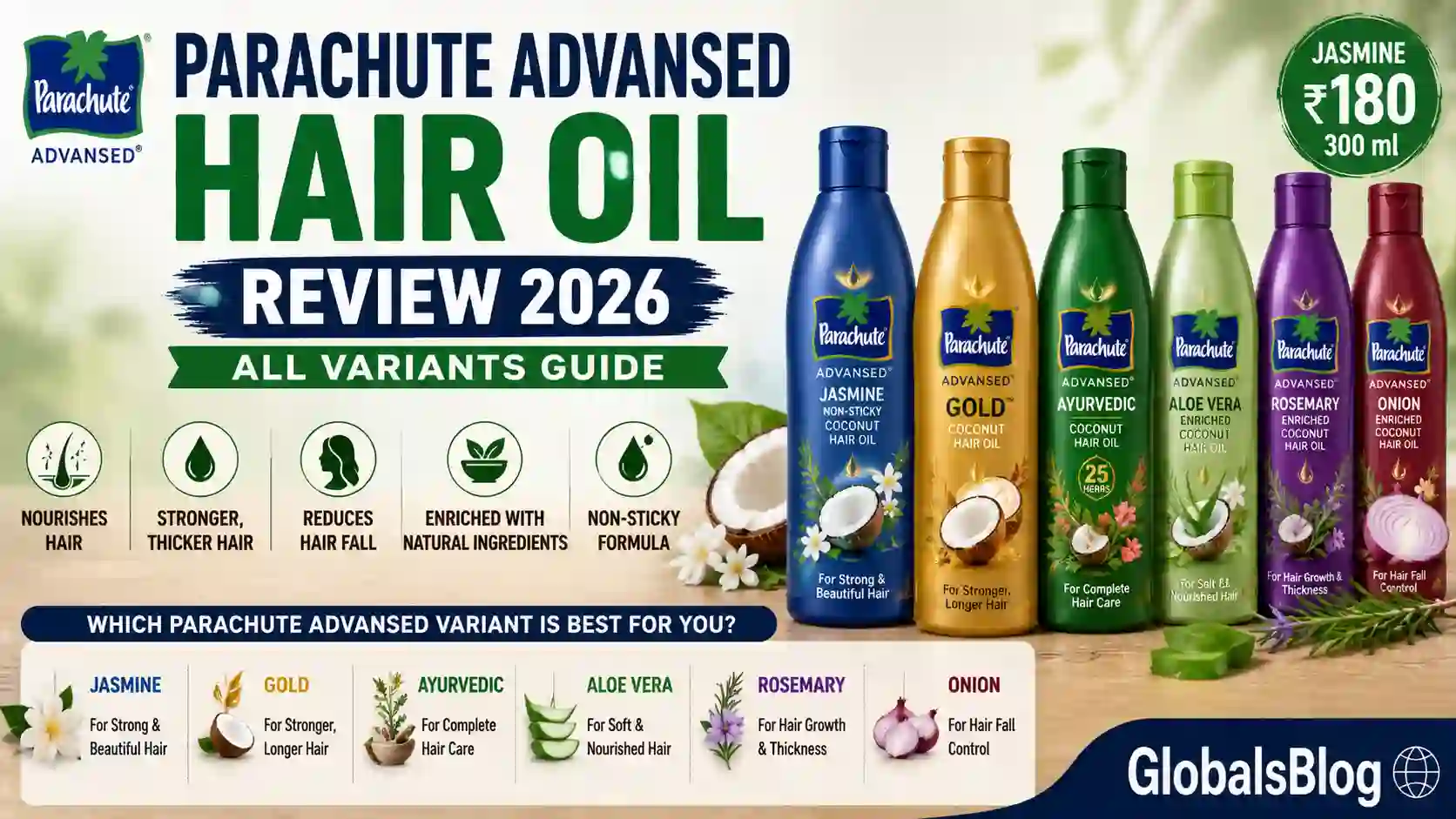 Parachute Advansed Hair Oil Review 2026 — Jasmine, Gold, Ayurvedic and All Variants Guide