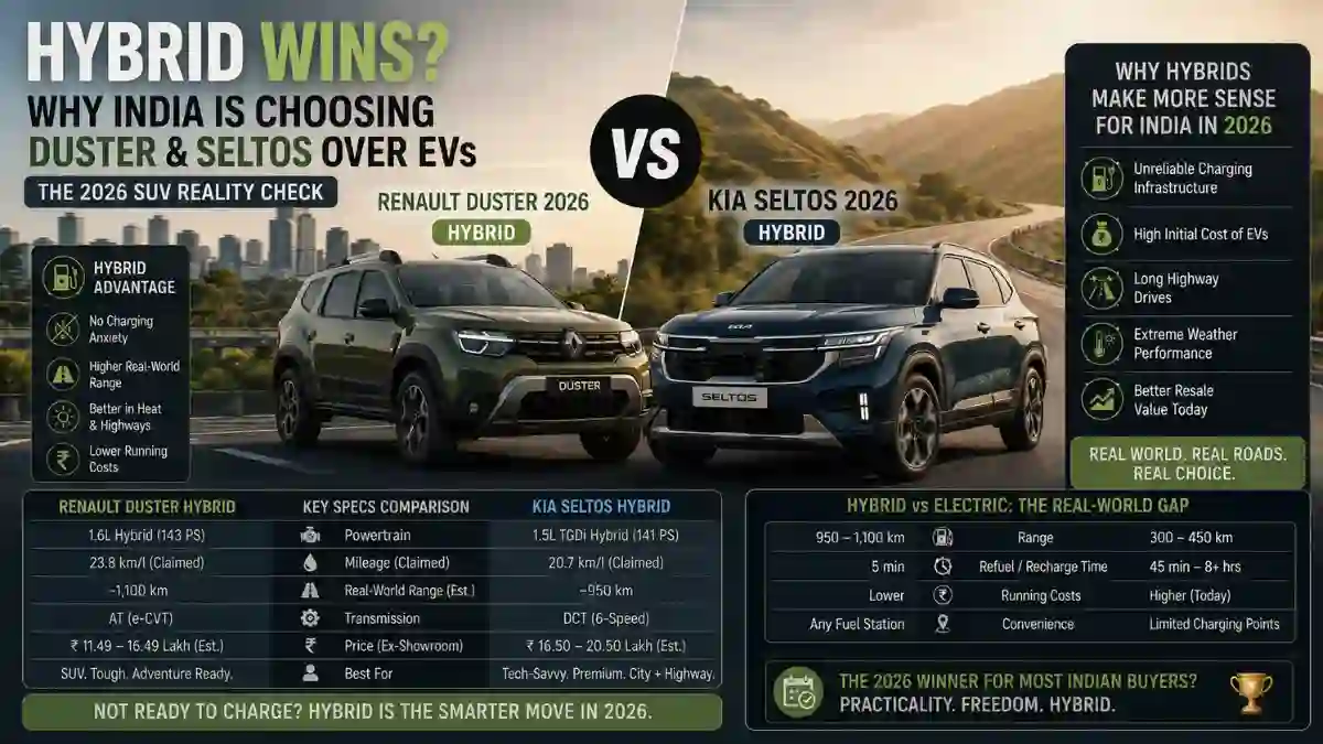 Hybrid vs Electric — Renault Duster vs Kia Seltos